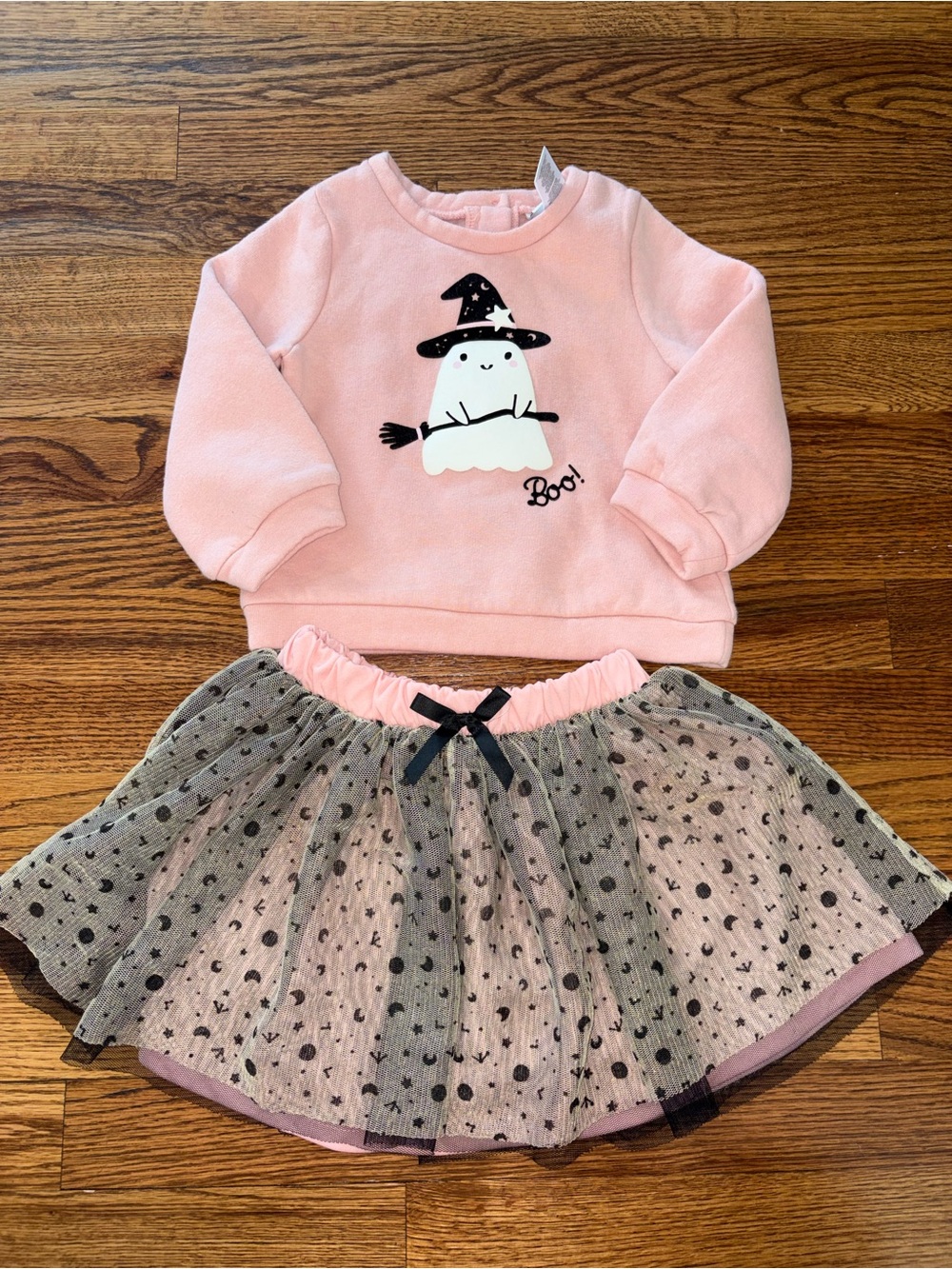 Nicole Miller Pink Ghost Pullover & Tulle Skirt Set 2T